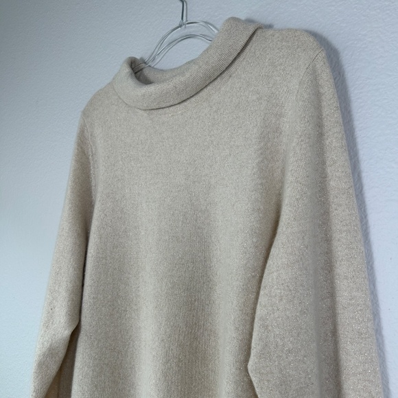 Talbots plus size 2X mock neck pullover sweater cashmere blend beige metallic - Picture 7 of 11
